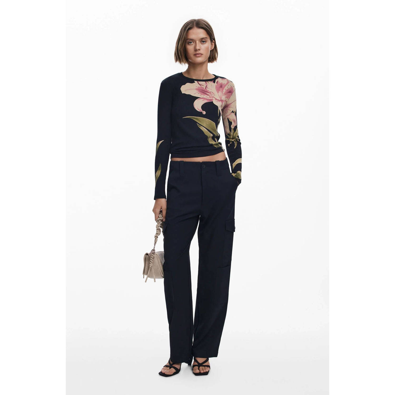 Desigual top zwart rib gebreid