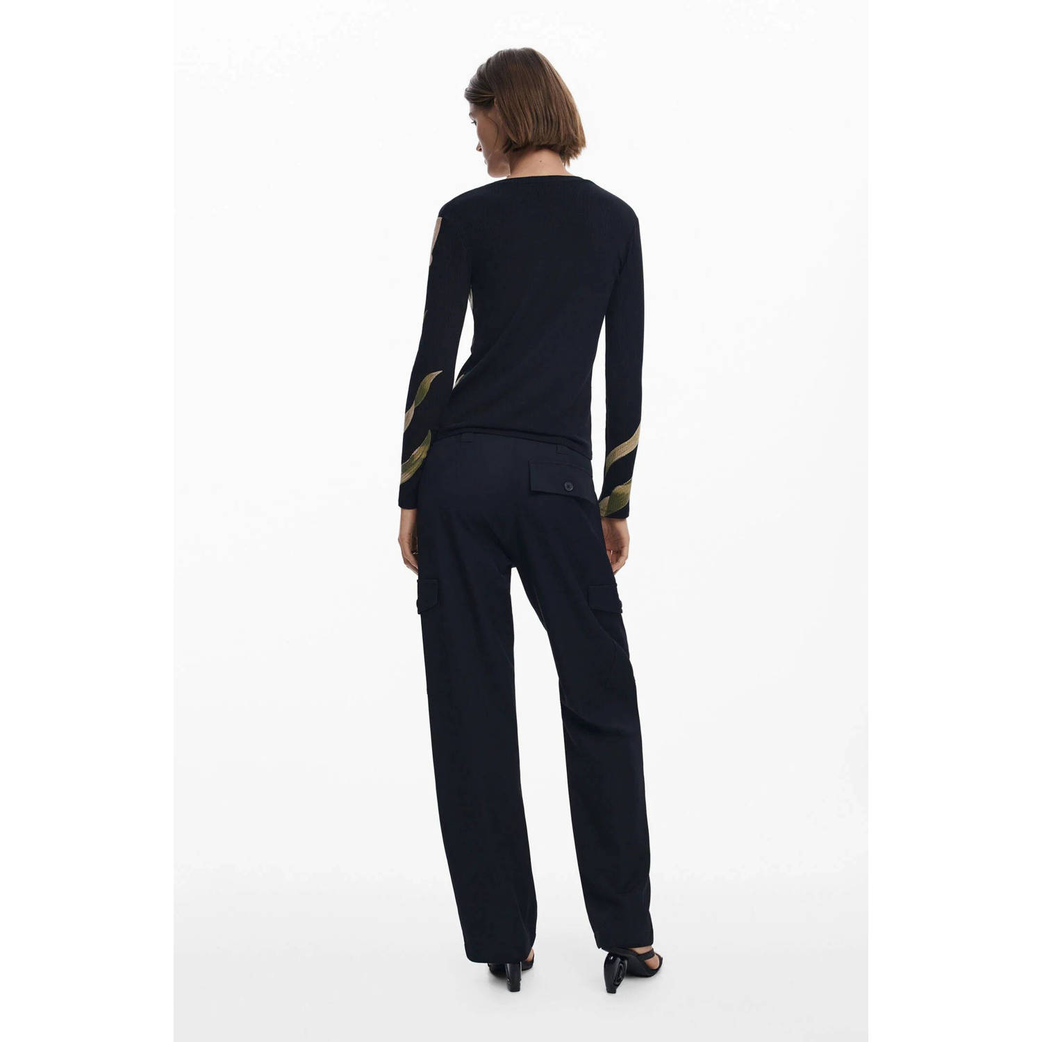 Desigual top zwart rib gebreid