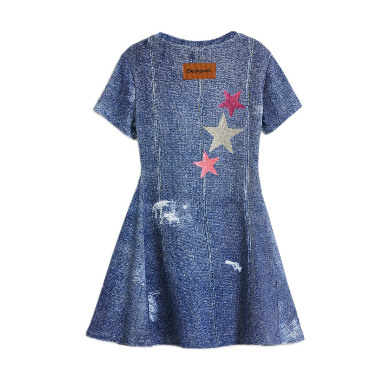 Desigual spijkerjurk met glitter medium blue denim