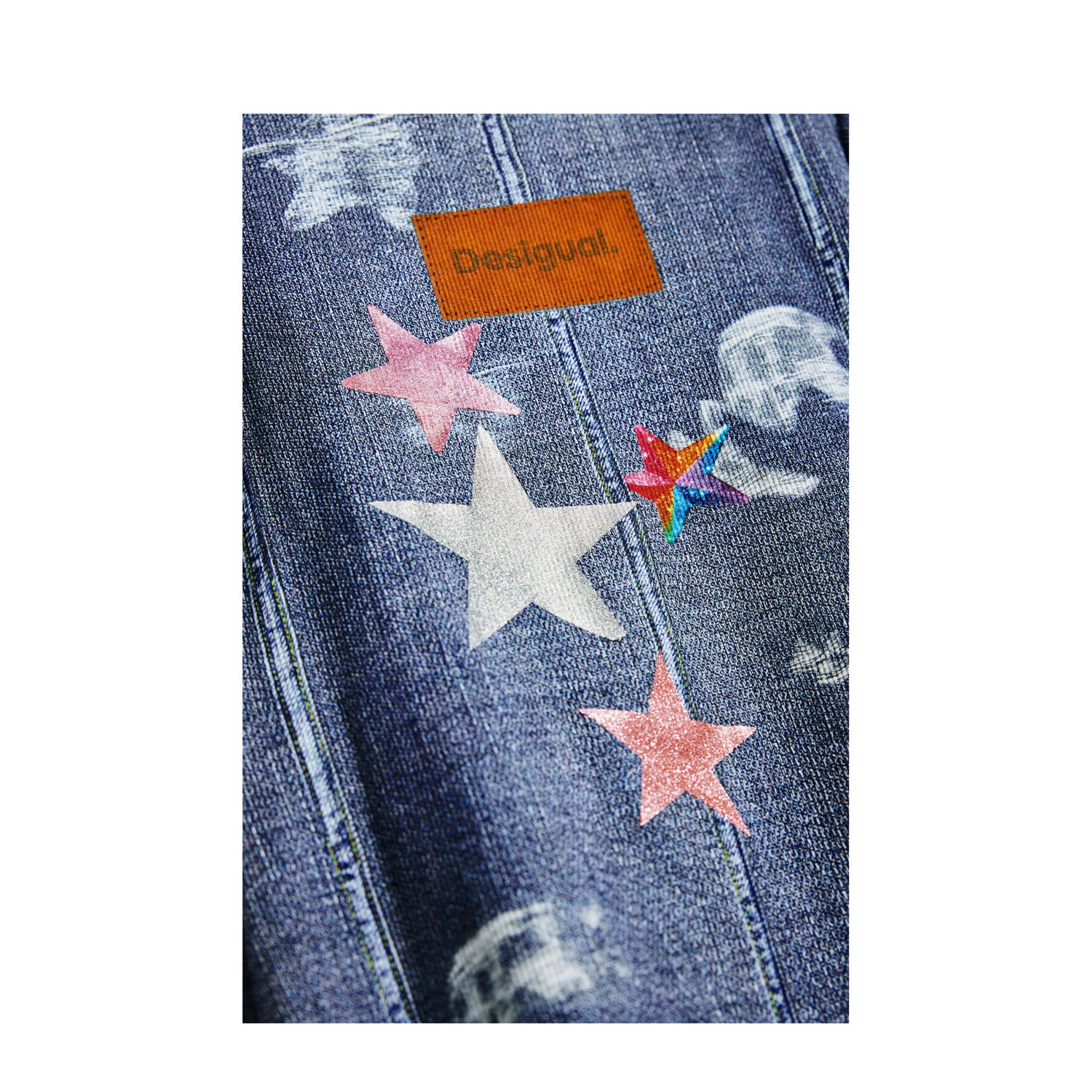 Desigual spijkerjurk met glitter medium blue denim
