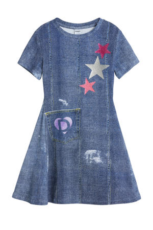 spijkerjurk met glitter medium blue denim