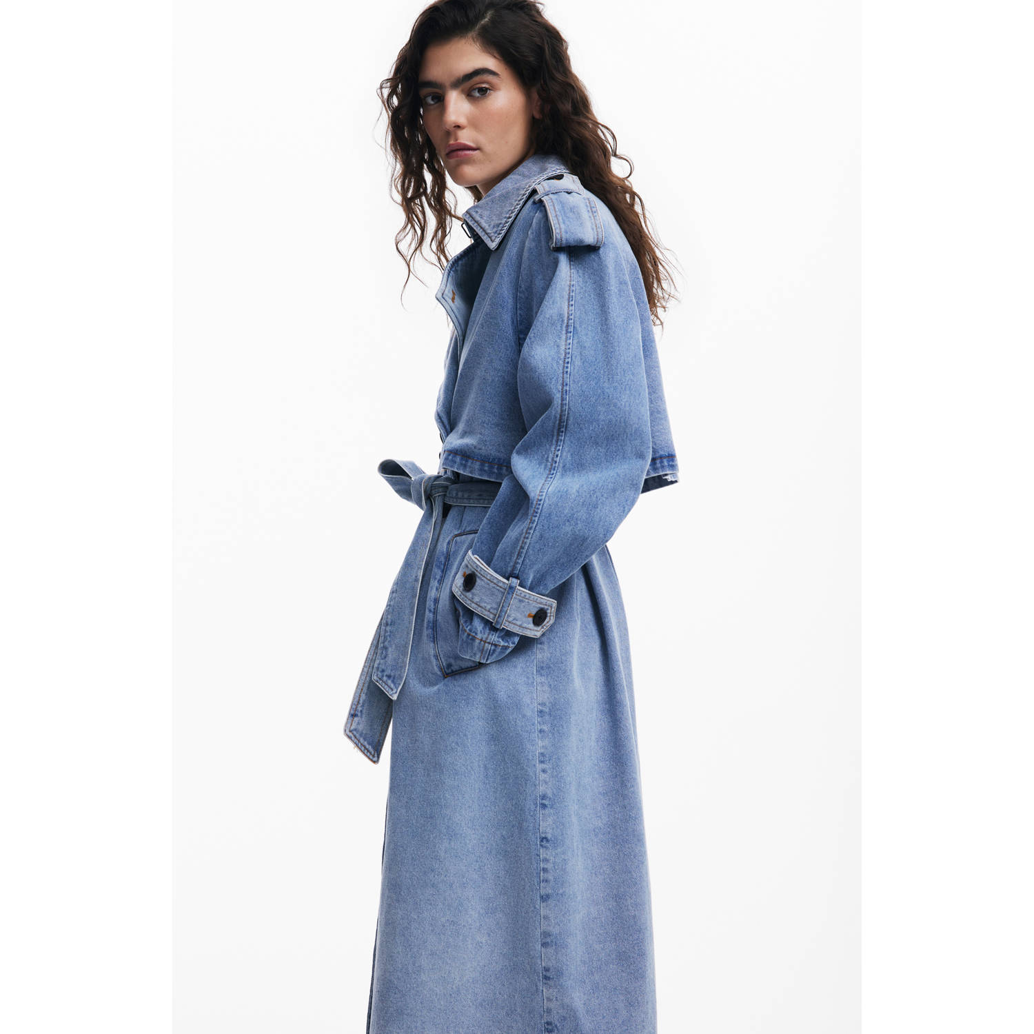 Desigual trenchcoat medium blue denim