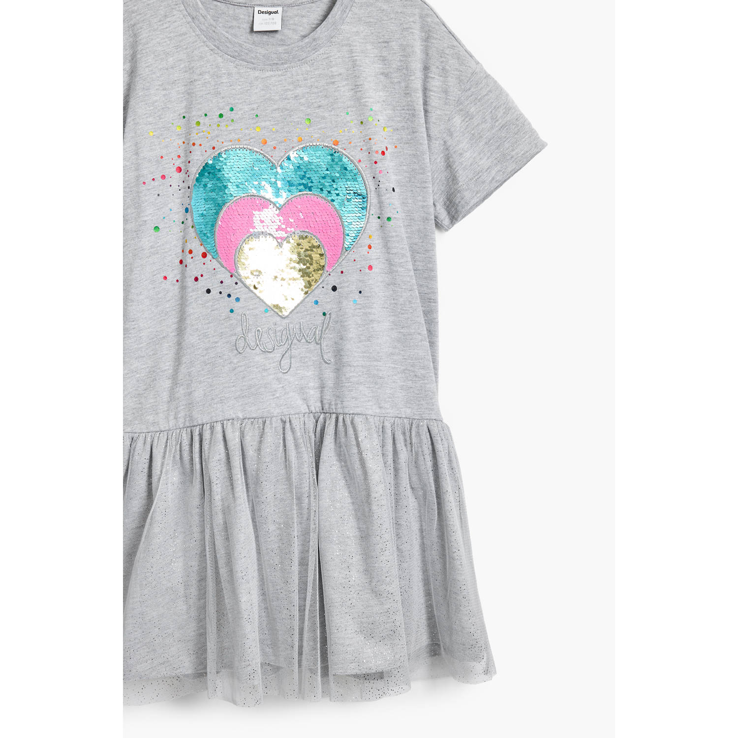 Desigual T-shirtjurk met pailletten grijs
