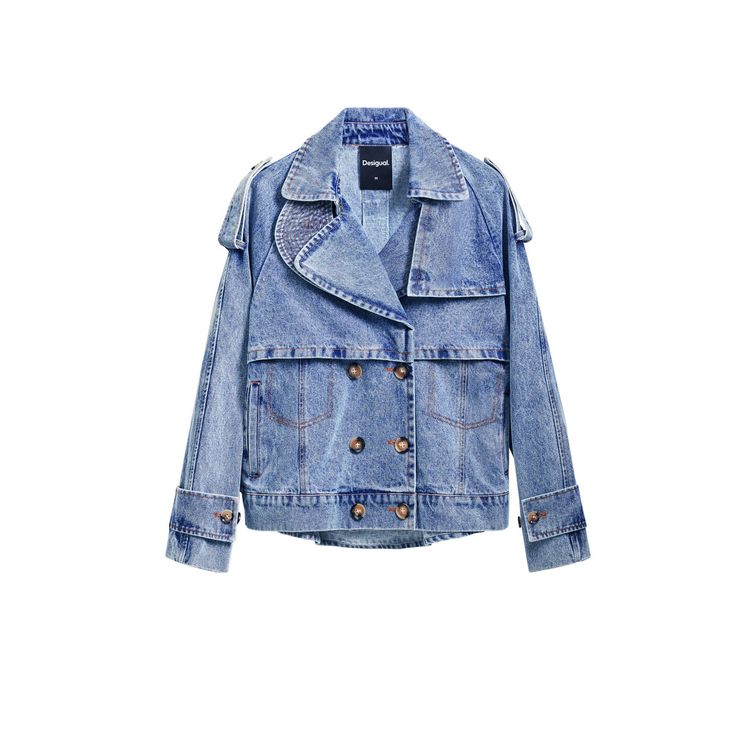 Desigual trenchcoat light blue denim