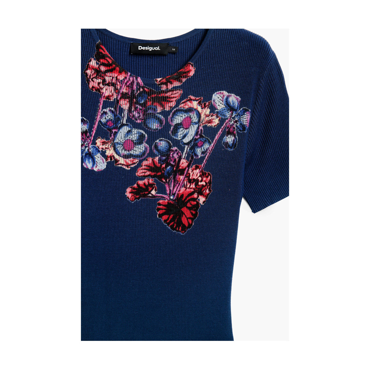 Desigual midi jurk rib gebreid blauw