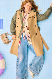 thumbnail: Desigual trenchcoat met bombermouwen beige