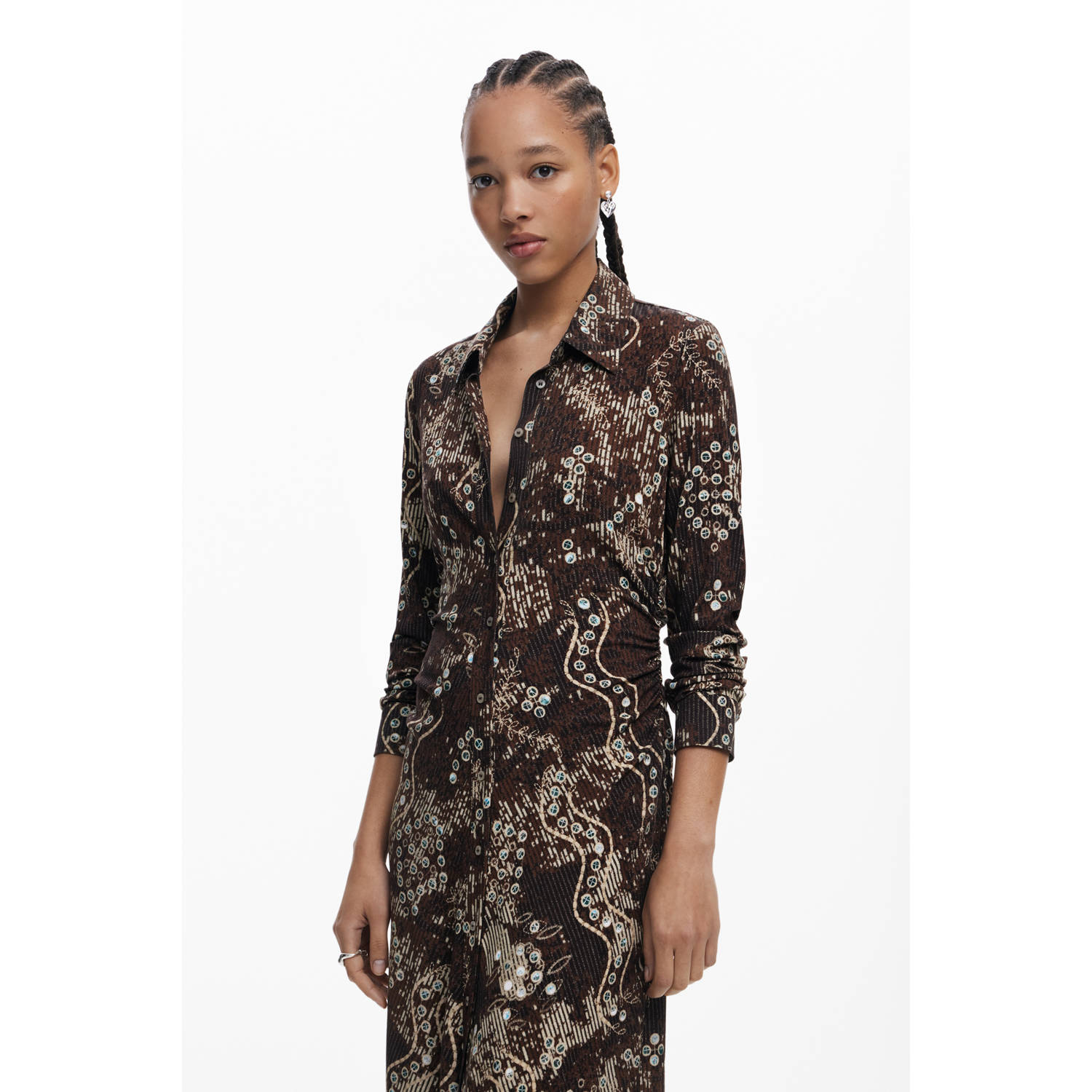 Desigual midi jurk bruin