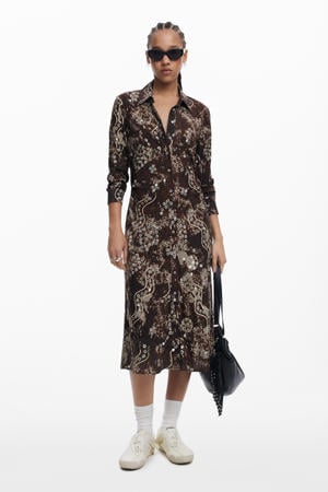 midi jurk bruin