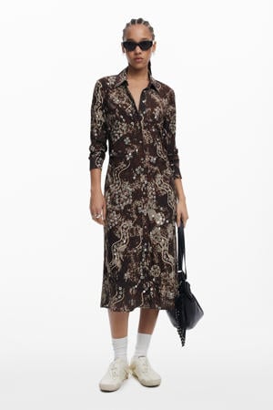 midi jurk bruin