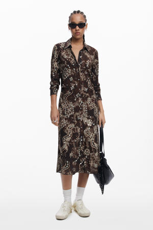 midi jurk bruin