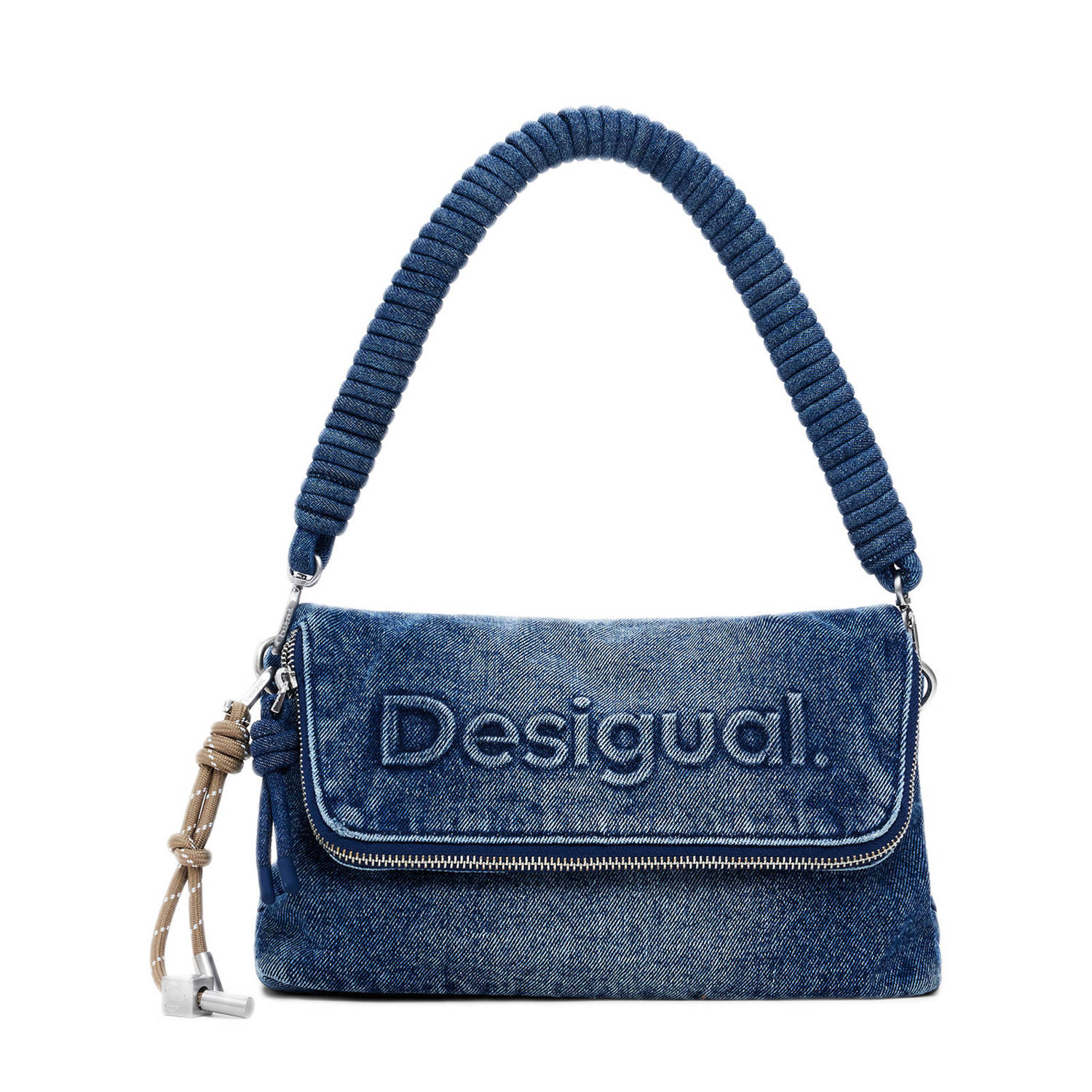 Desigual Blauwe Schoudertas met Rits Lente Zomer Vrouwen Blue Dames