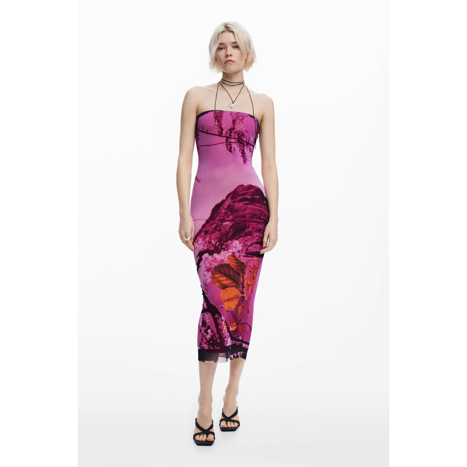 Desigual midi jurk roze