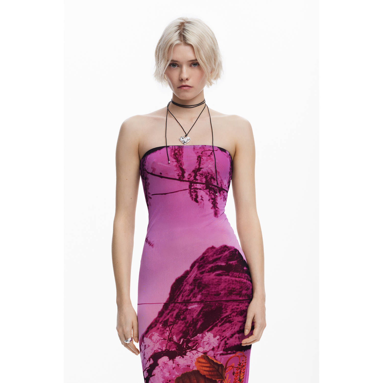 Desigual midi jurk roze