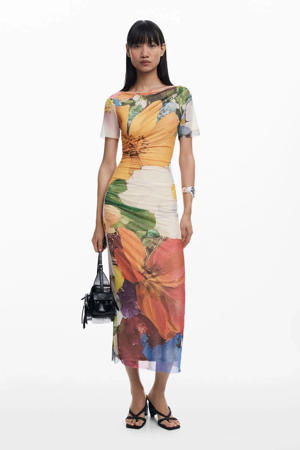 mesh midi jurk multi