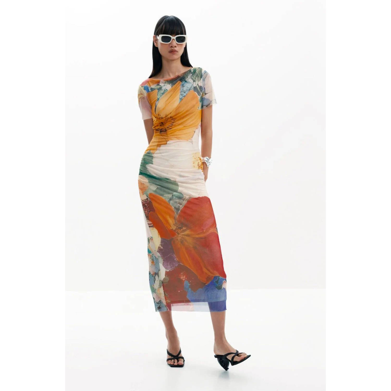 Desigual mesh midi jurk multi
