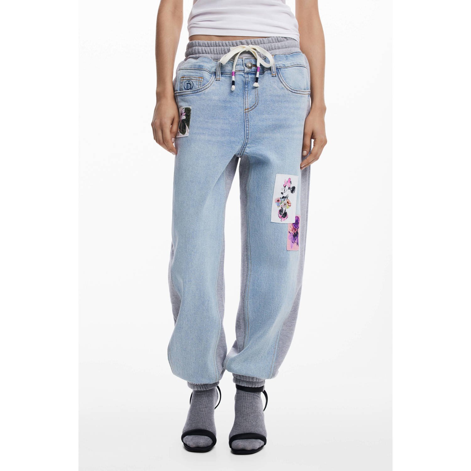 Desigual barrel low waist casual broek light blue denim