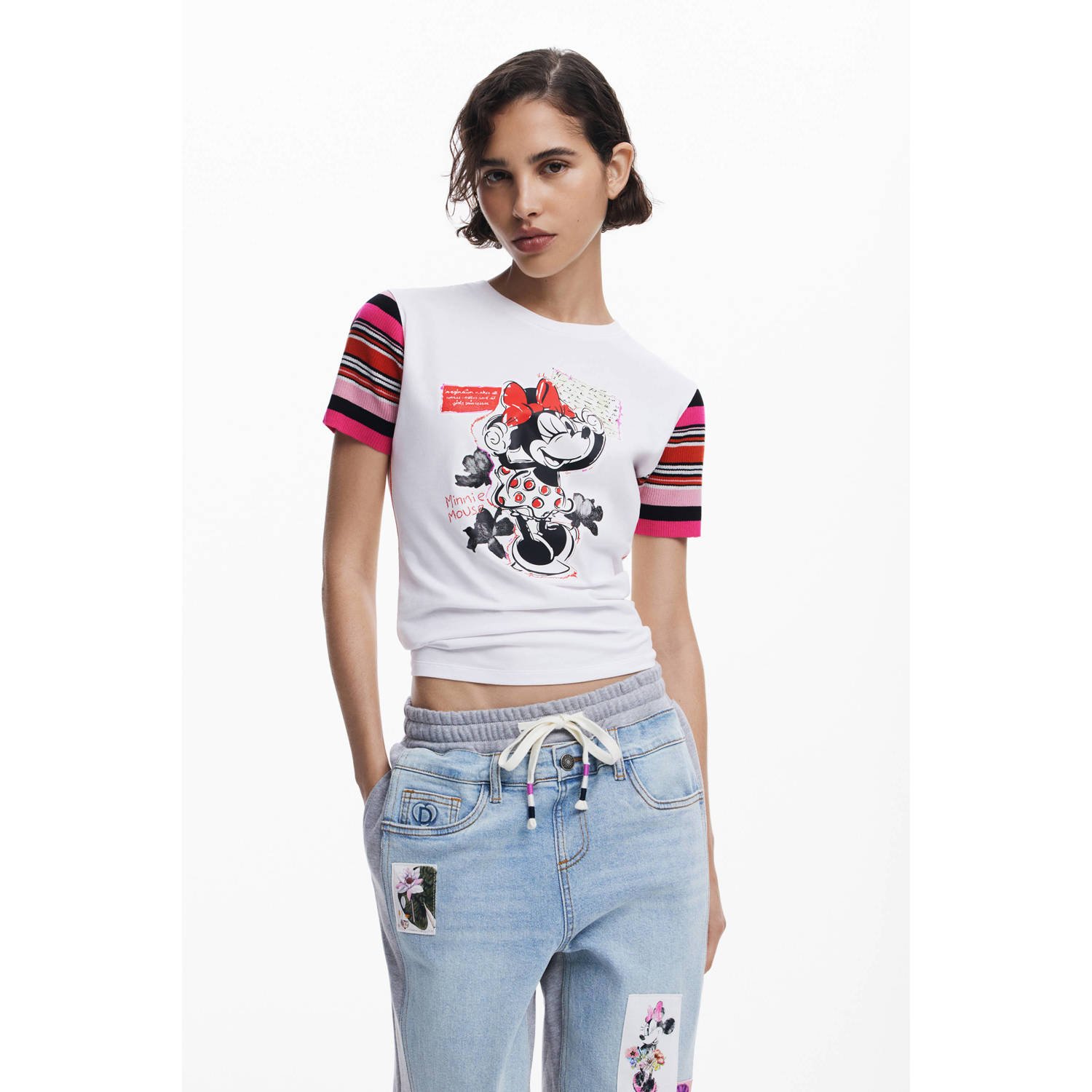 Desigual barrel low waist casual broek light blue denim