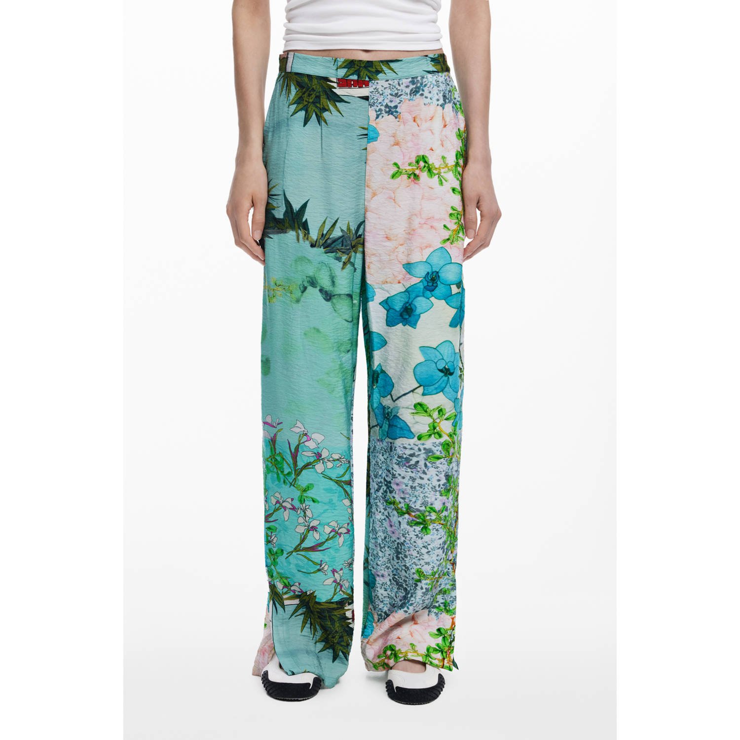 Desigual wide leg high waist broek multi