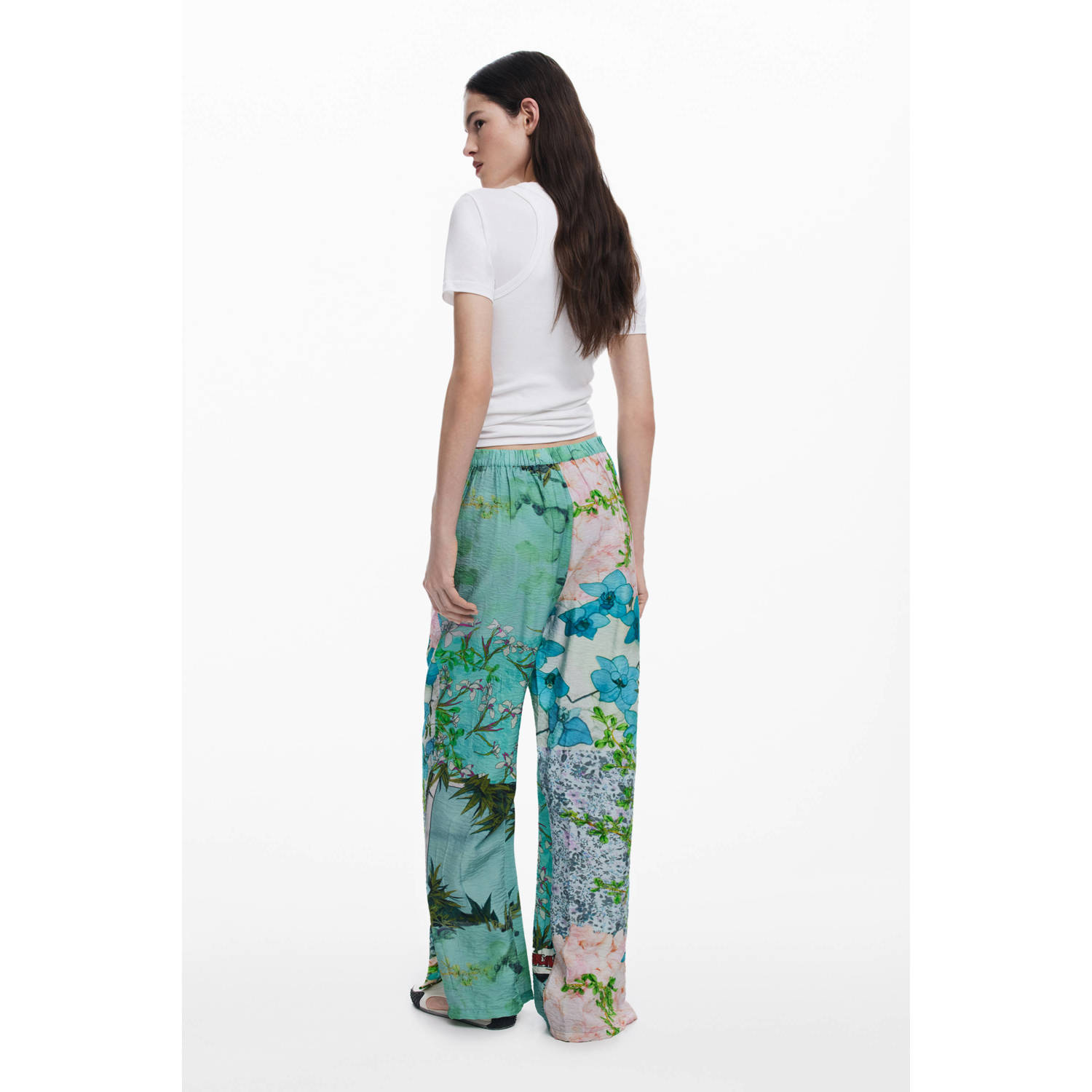 Desigual wide leg high waist broek multi