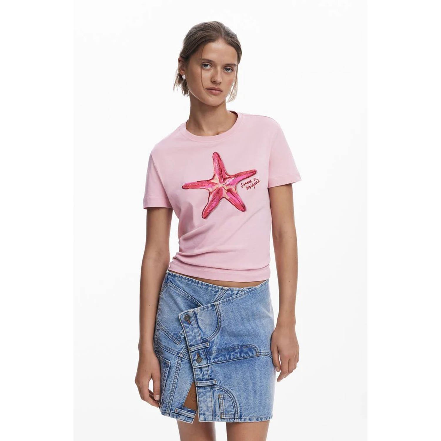 Desigual T-shirt lichtroze