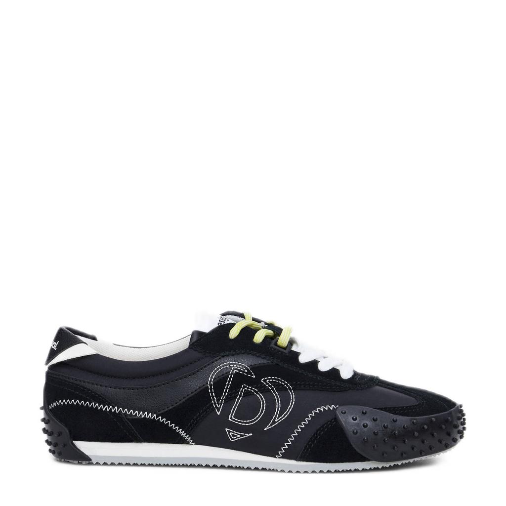 Zwarte dames Desigual suède sneakers van 55%koeienleer/45% polyamide met veters