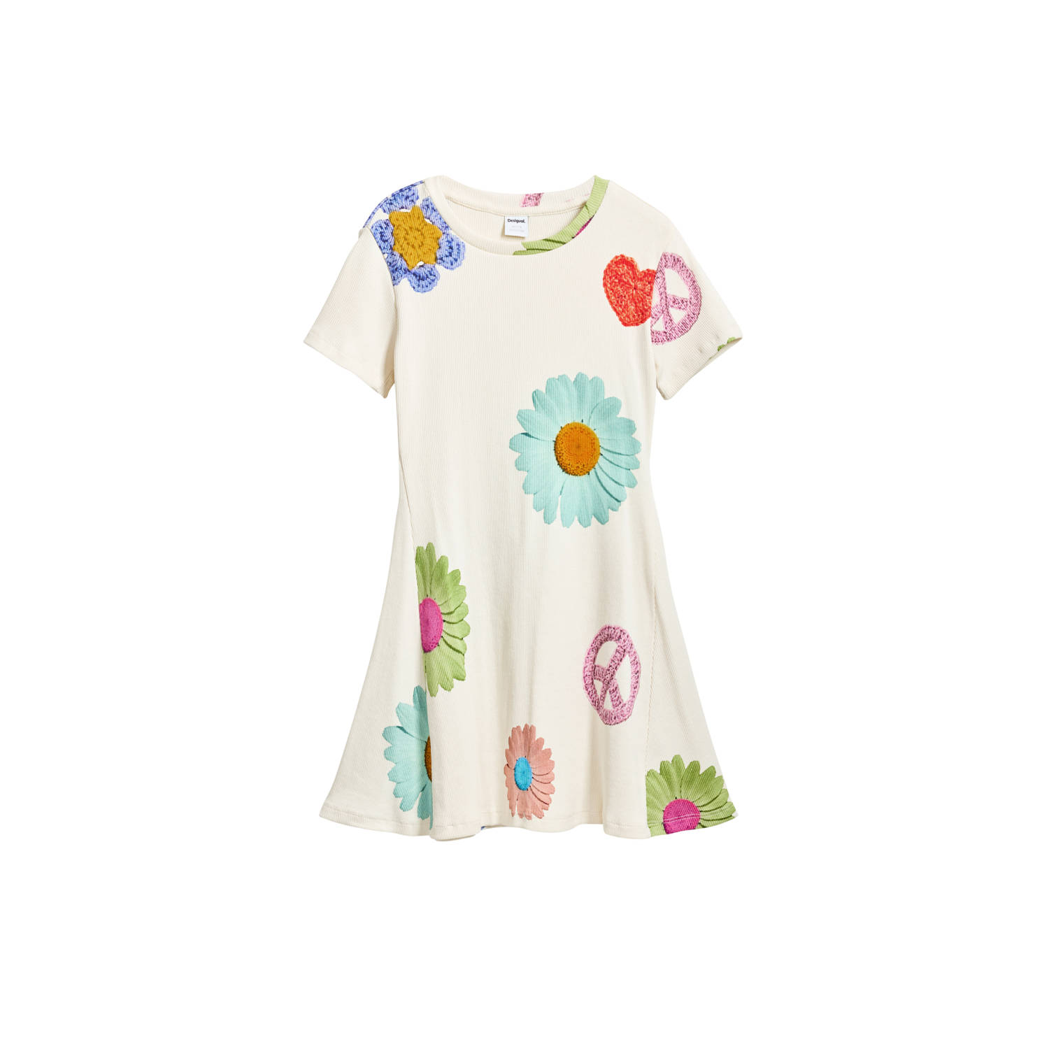 Desigual korte jurk ecru