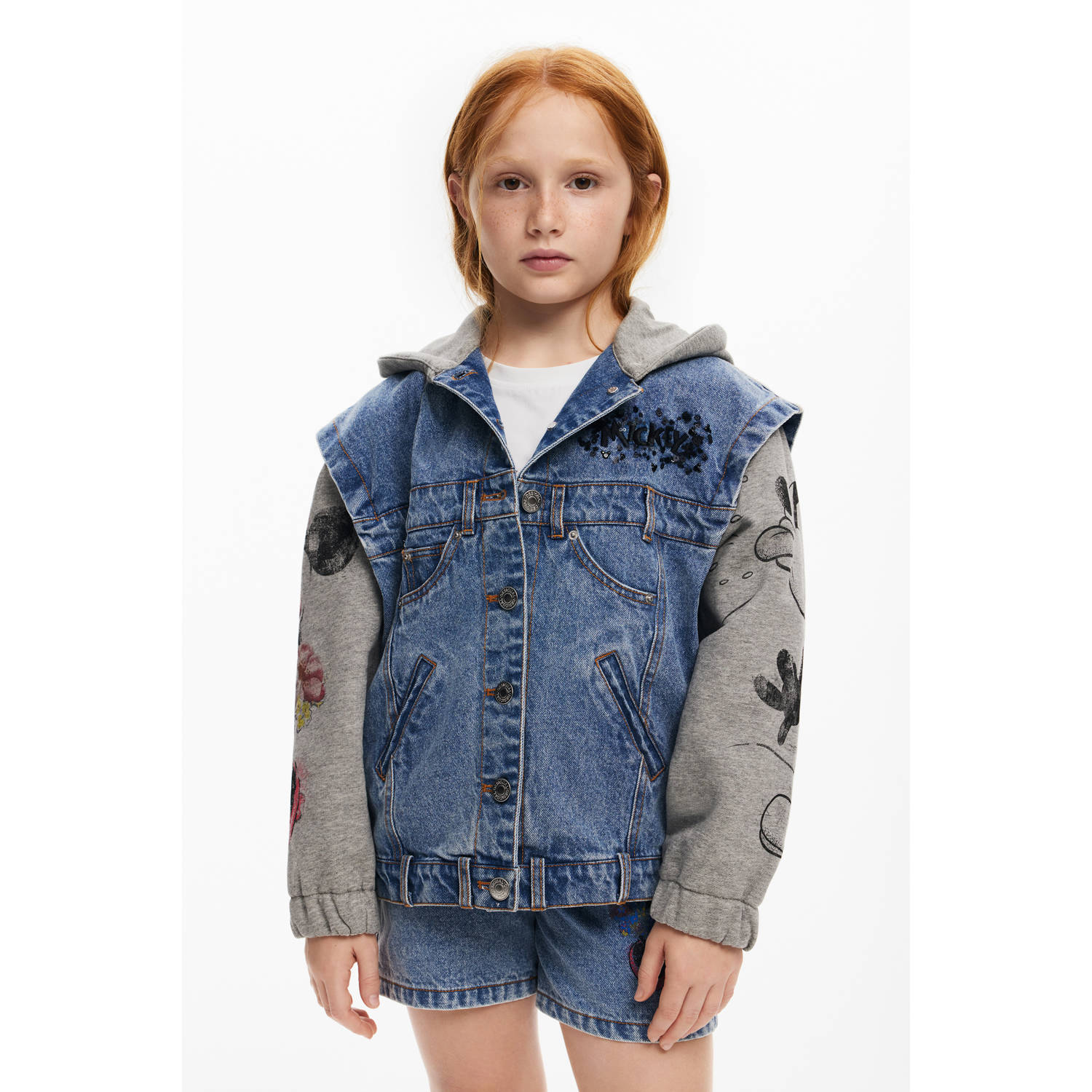 Desigual Minnie Mouse spijkerjas light blue denim
