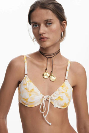 voorgevormde beugel bikinitop wit/geel