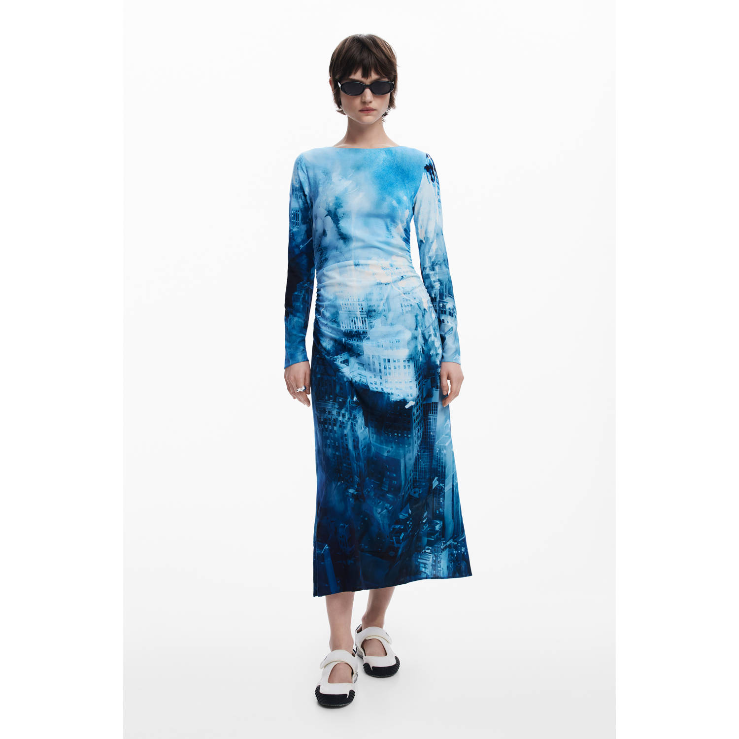 Desigual midi jurk blauw