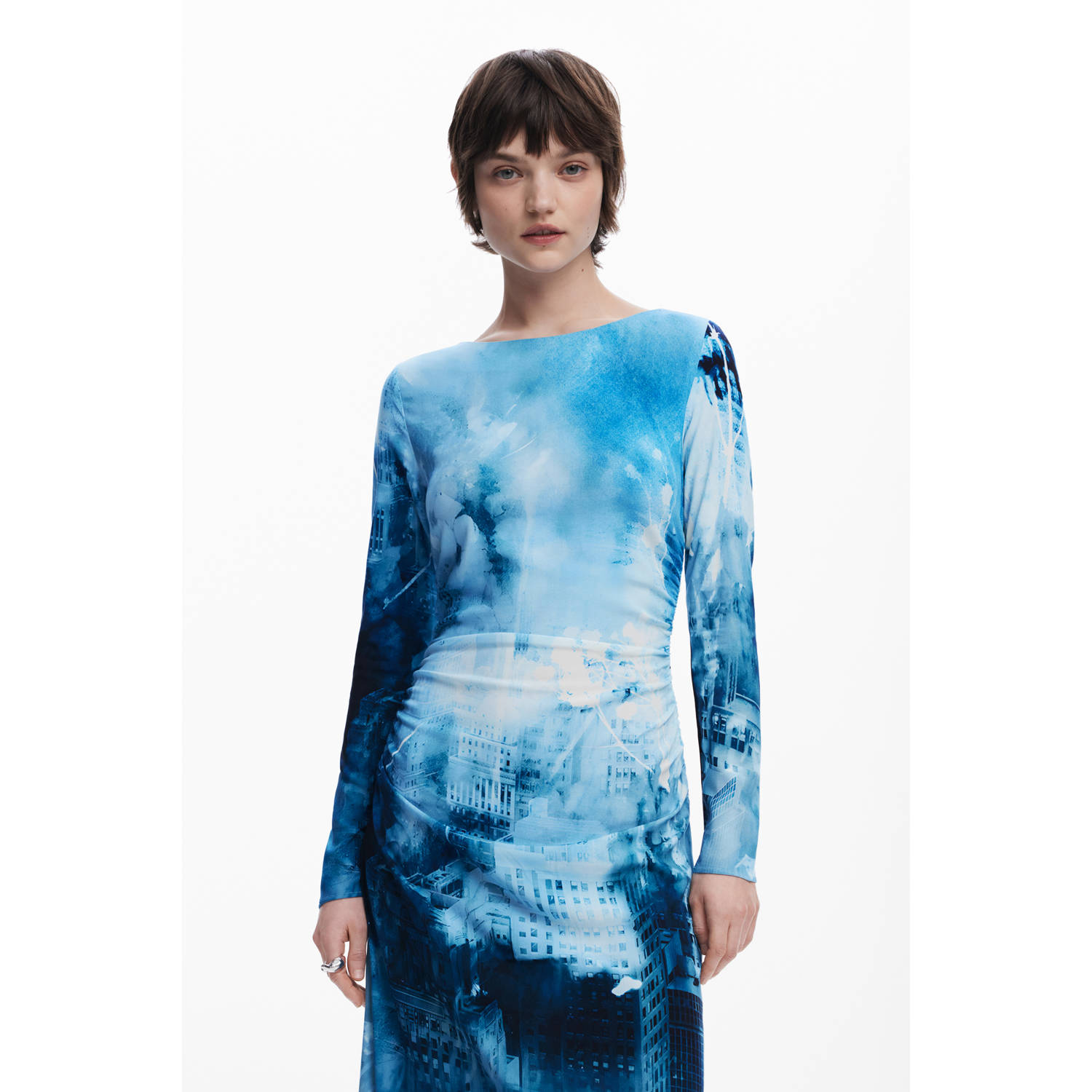 Desigual midi jurk blauw