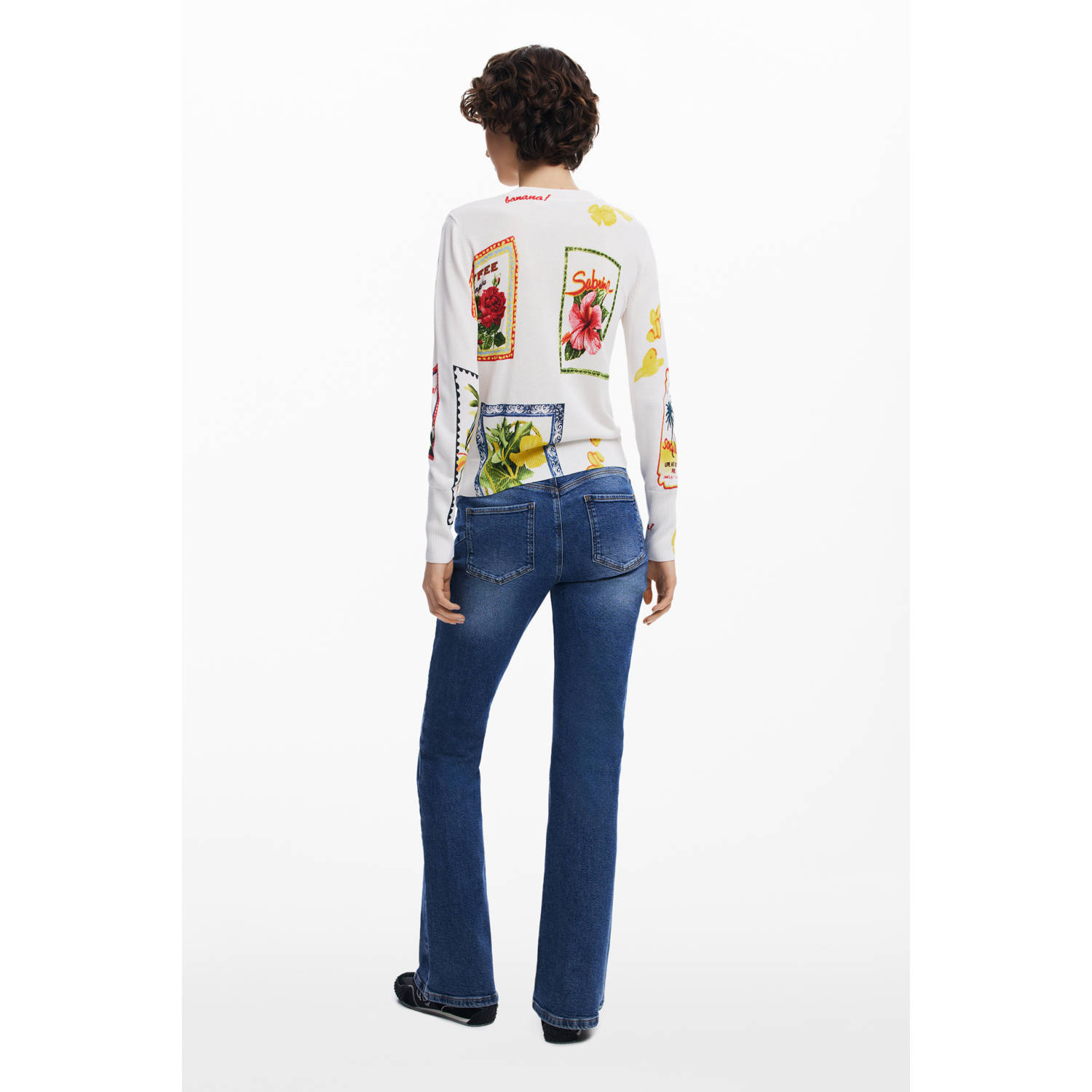 Desigual pullover ecru fijn gebreid
