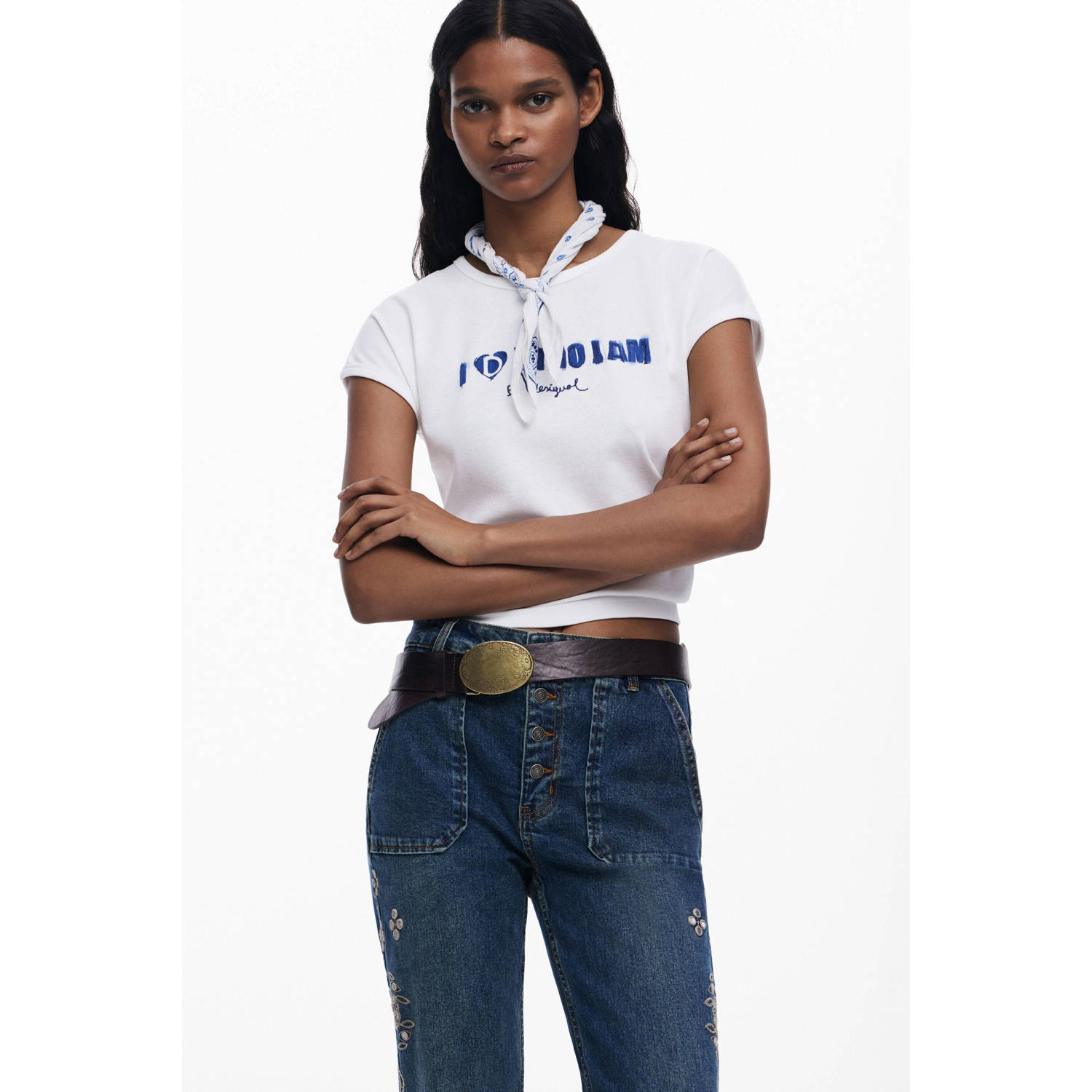 Desigual leren riem donkerbruin