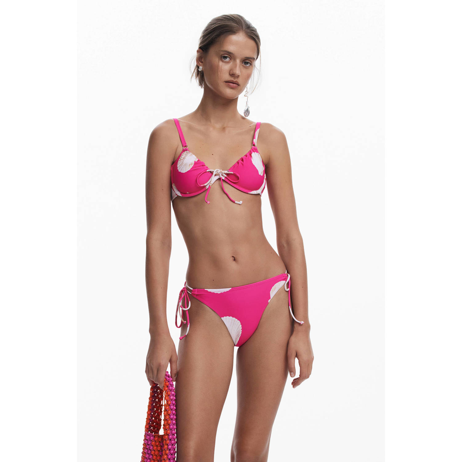 Desigual strik bikinibroekje fuchsia wit