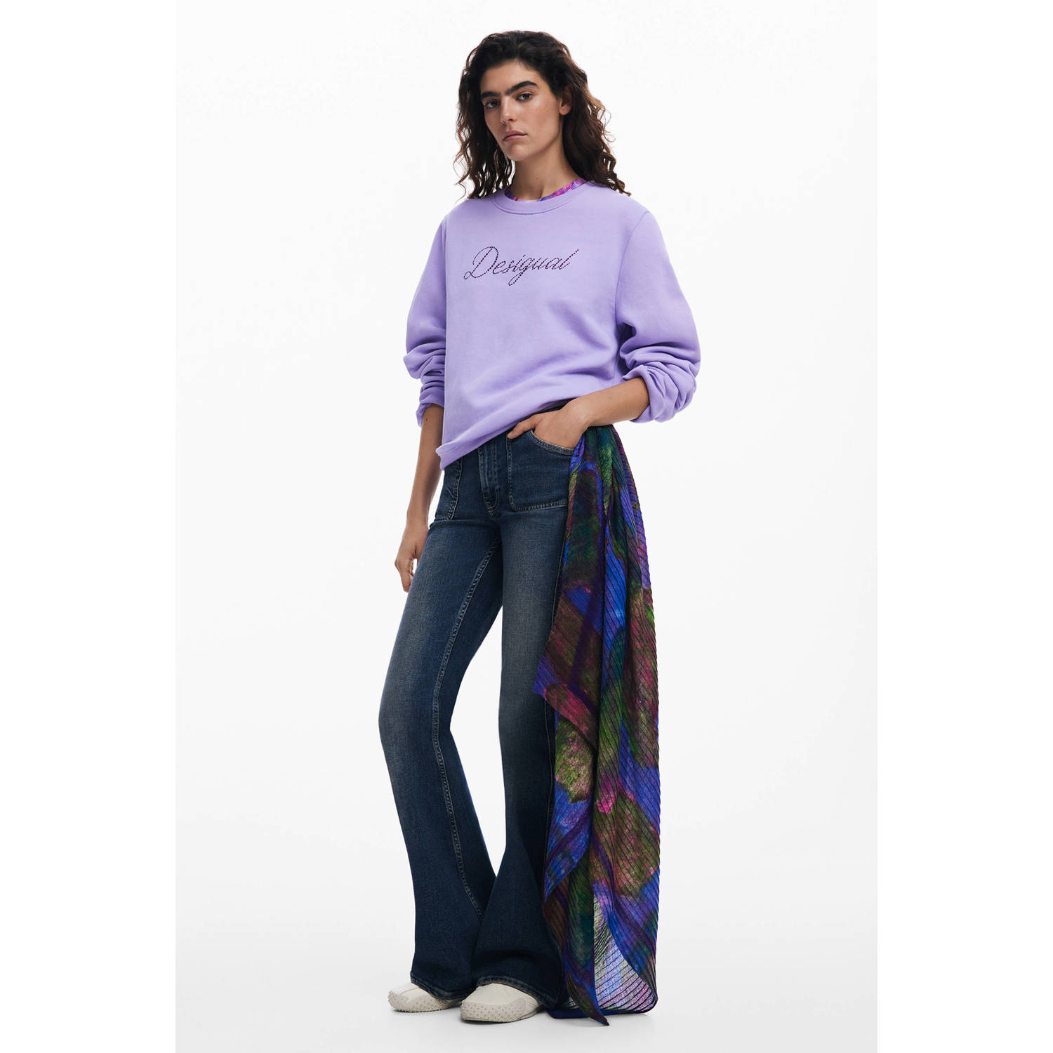 Desigual sjaal met all over print blauw