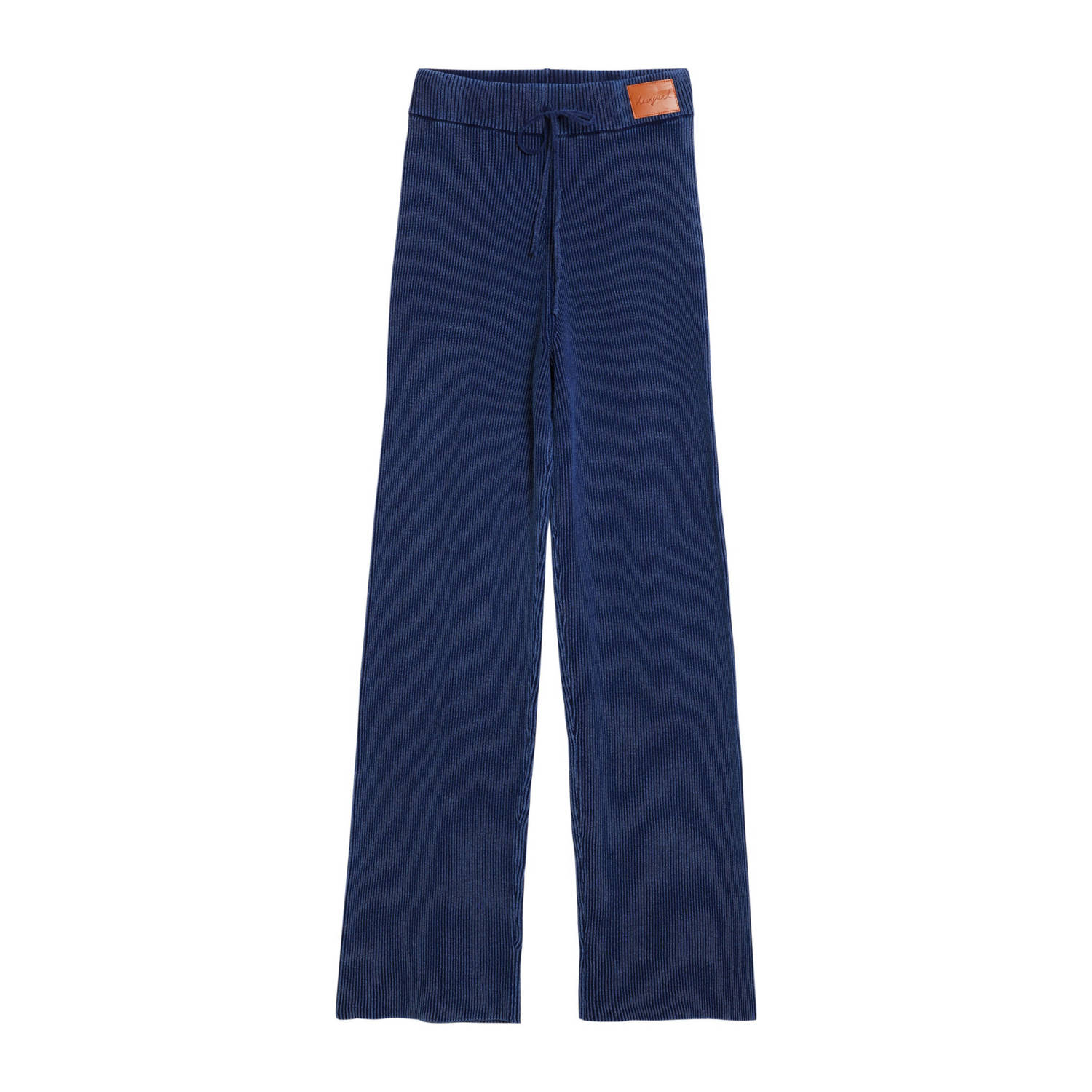 Desigual wide leg high waist casual broek donkerblauw