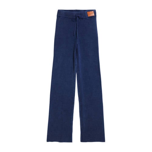 Desigual wide leg high waist casual broek donkerblauw afbeelding