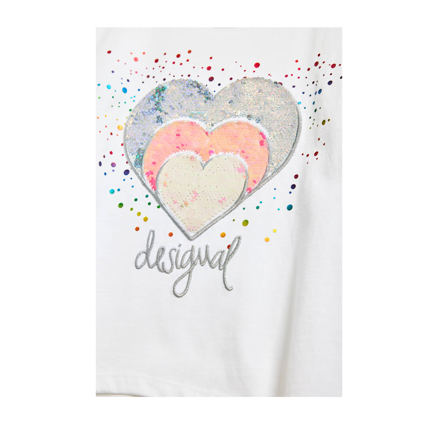 Desigual T-shirt wit met pailletten