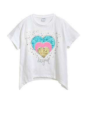T-shirt wit met pailletten