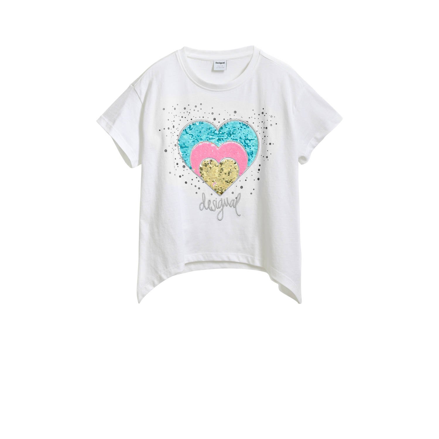 Desigual T-shirt wit met pailletten
