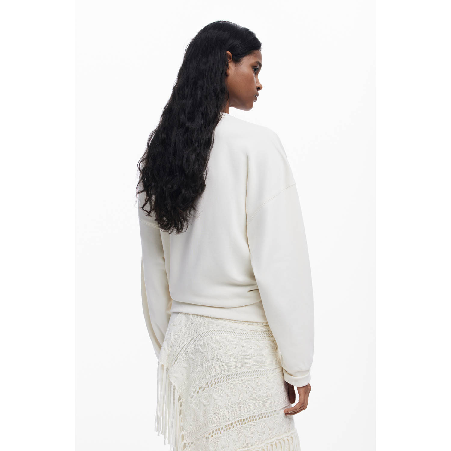 Desigual sweater ecru gehaakt