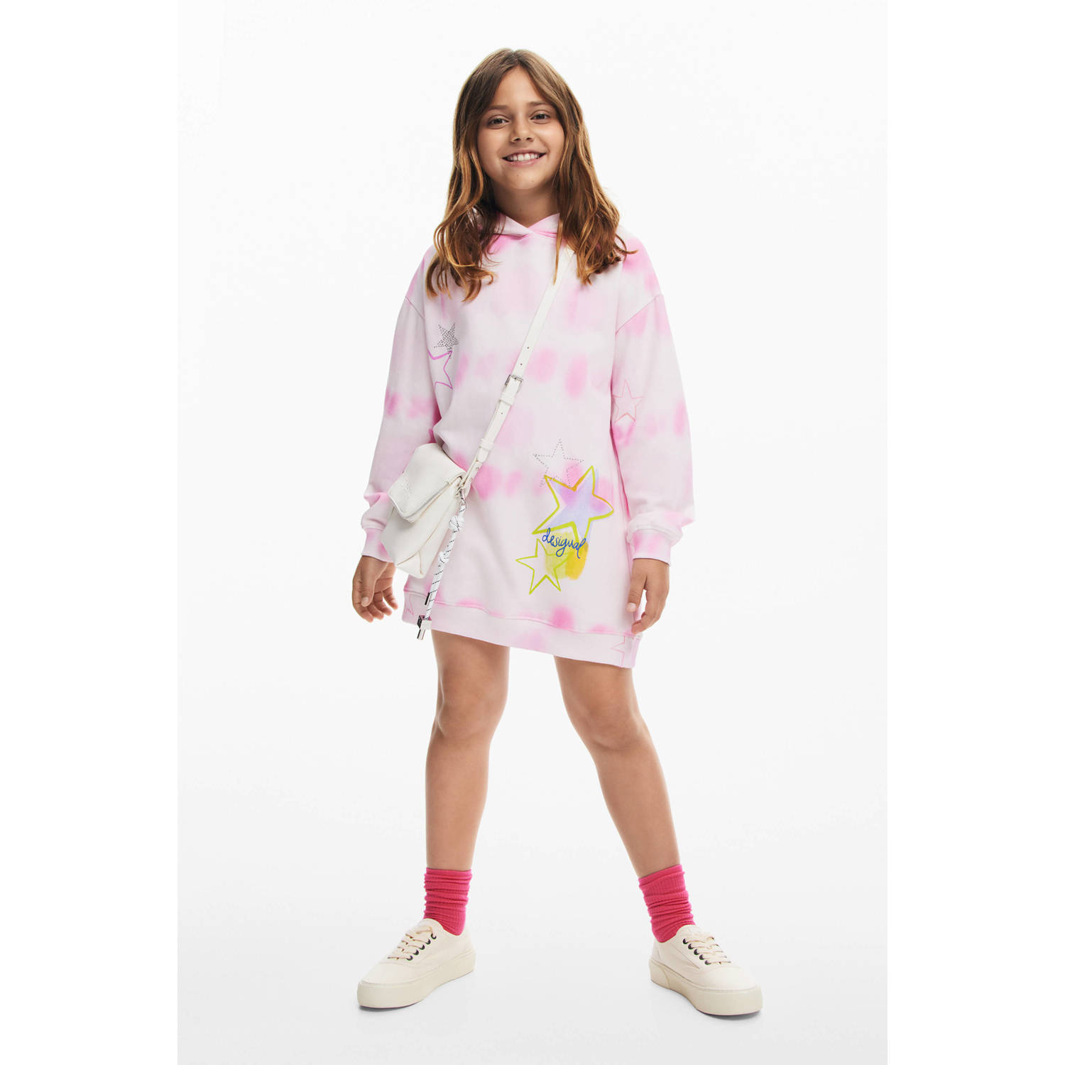 Desigual hoodie roze met glitter