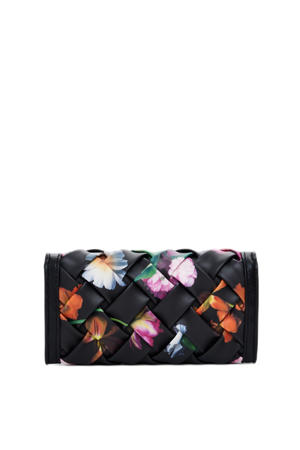 portemonnee met bloemenprint zwart