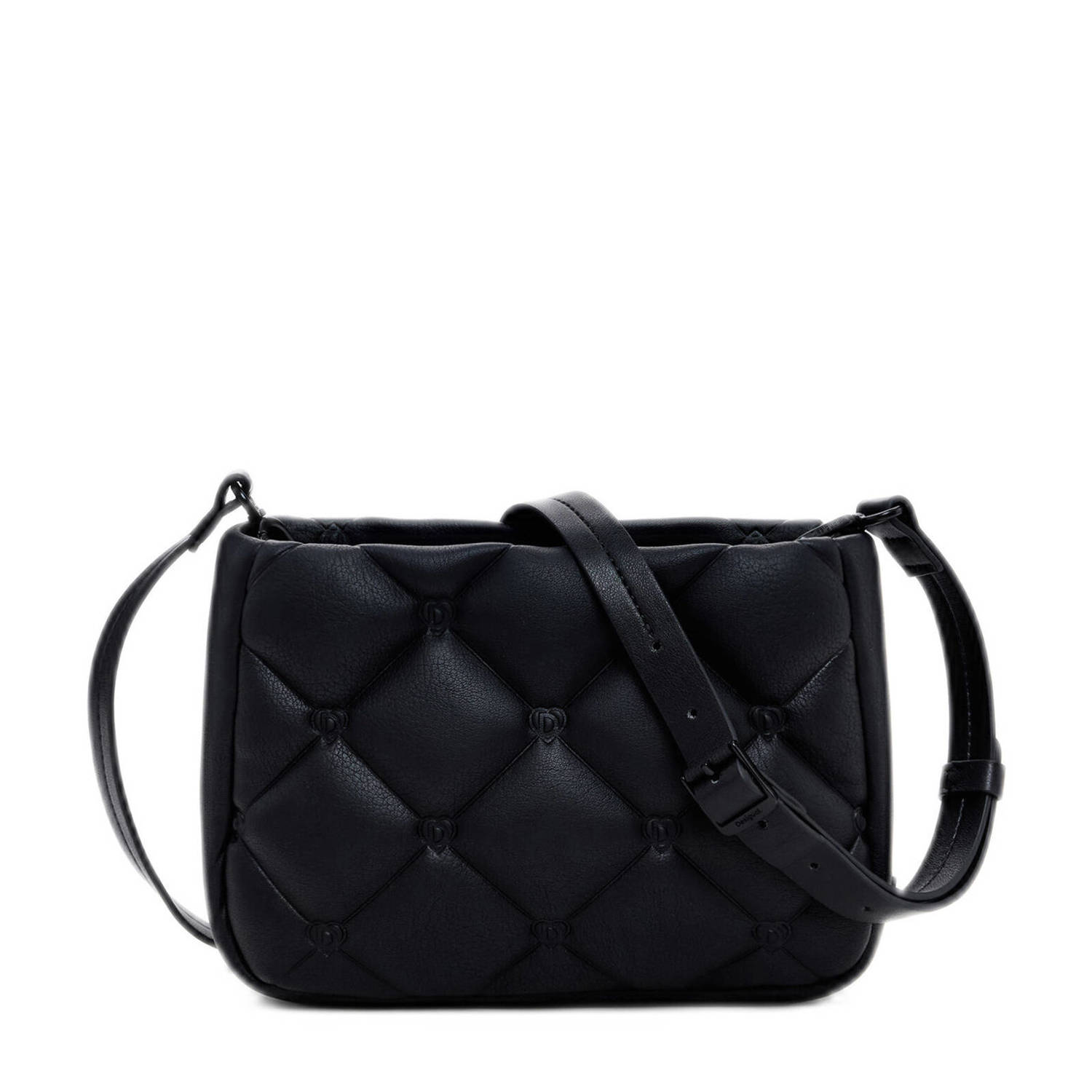 Desigual doorgestikte crossbody tas zwart