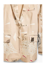 thumbnail: Beige dames Desigual regular blazer van katoen met lange mouwen, klassieke kraag en knoopsluiting