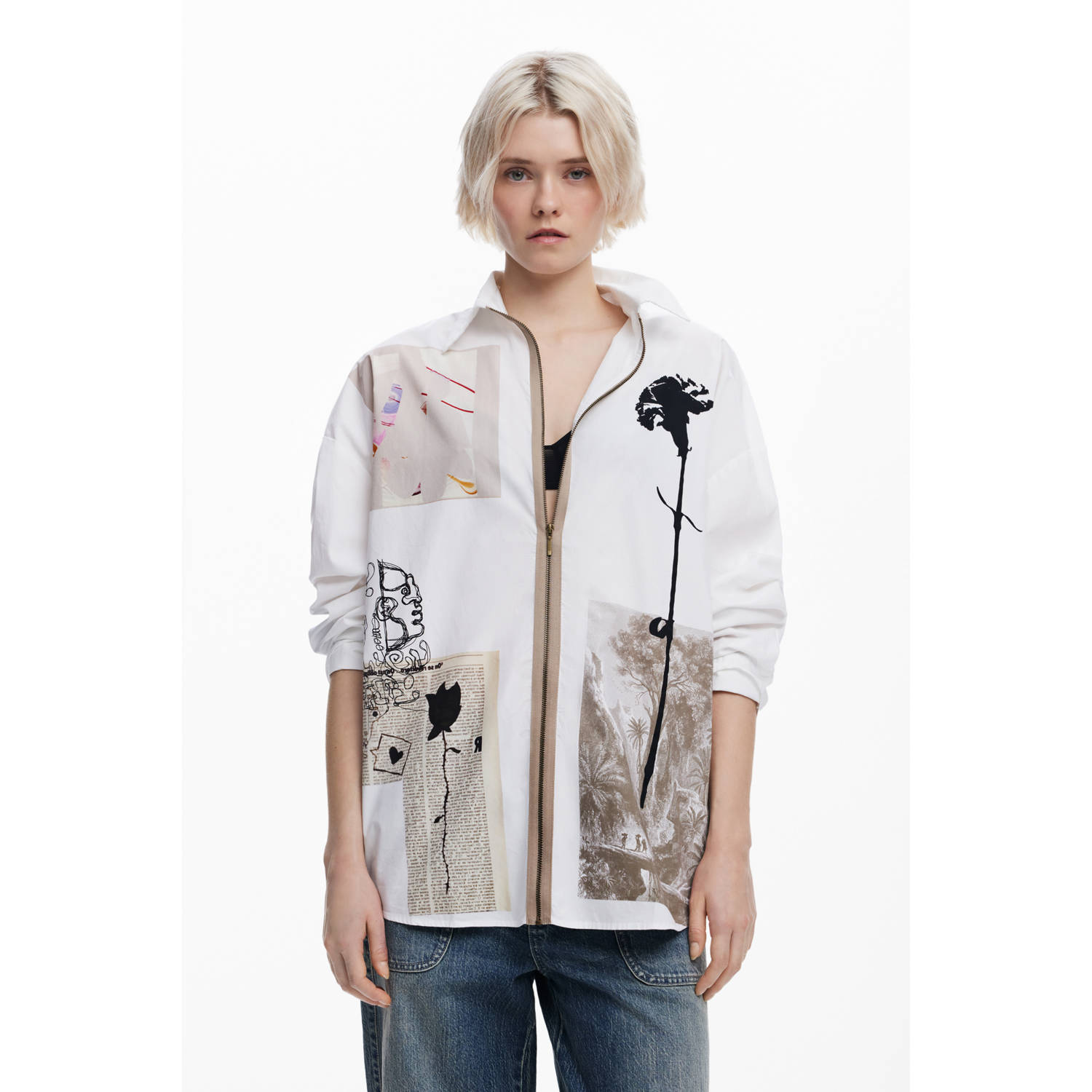 Desigual Lange katoenen damesoverhemd Multicolor Dames
