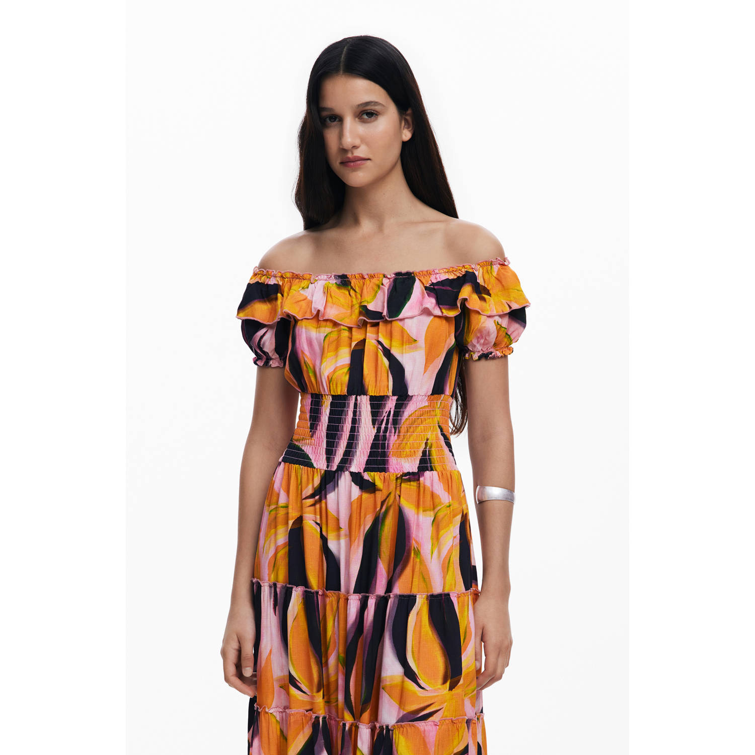 Desigual midi jurk oranje