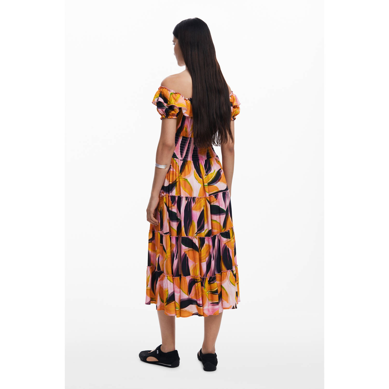 Desigual midi jurk oranje