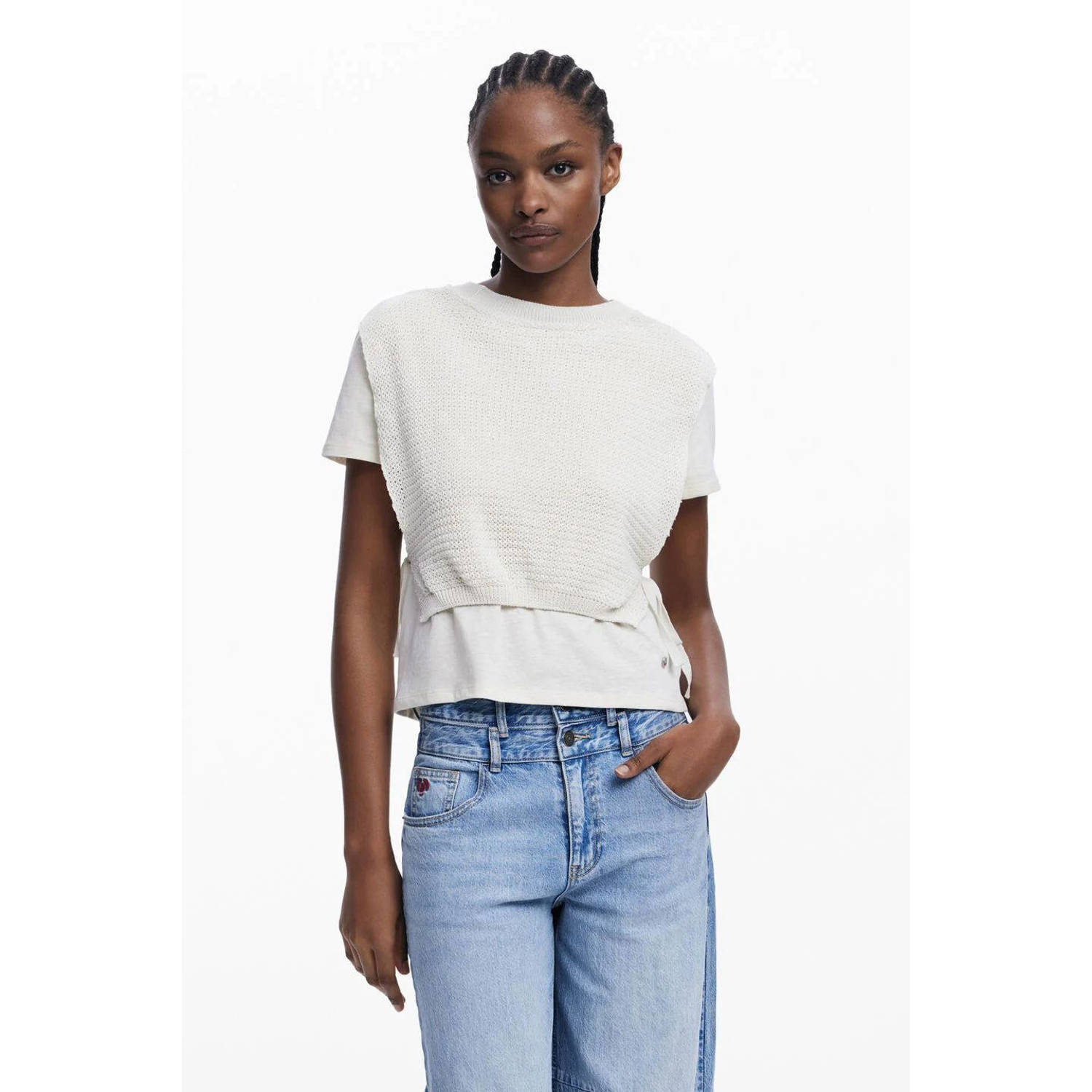 Desigual top ecru crochet