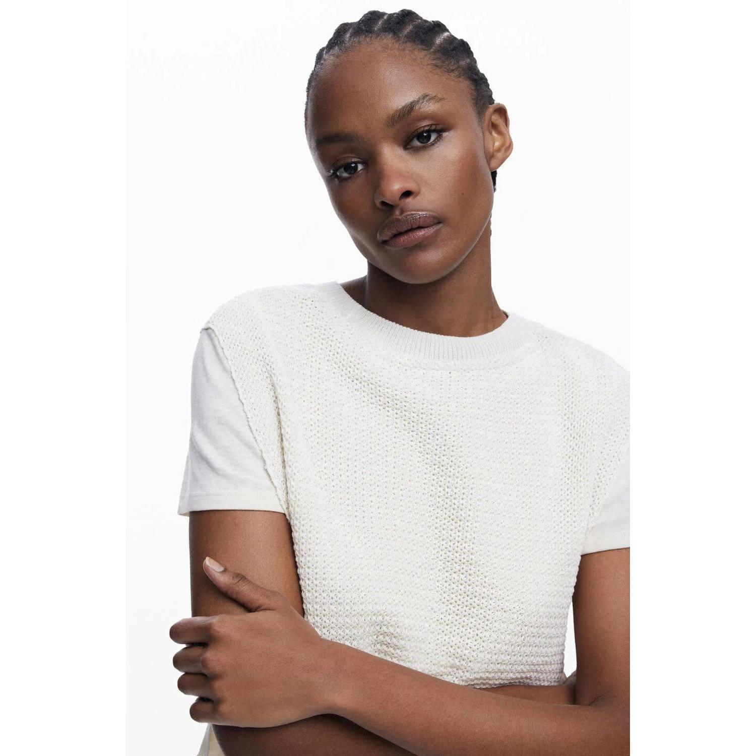 Desigual top ecru crochet