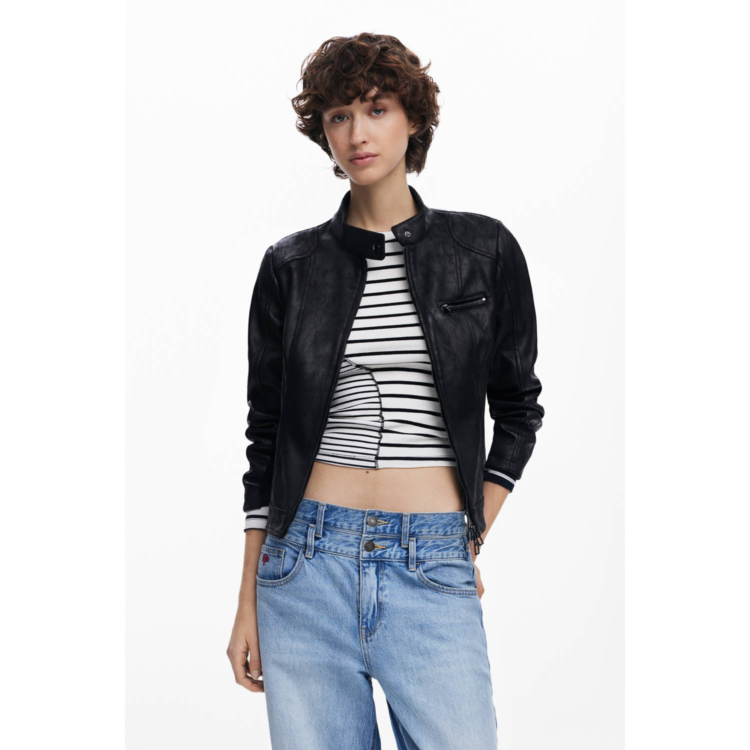 Desigual Zwarte Ritsjas Lente Zomer Vrouwen Black Dames
